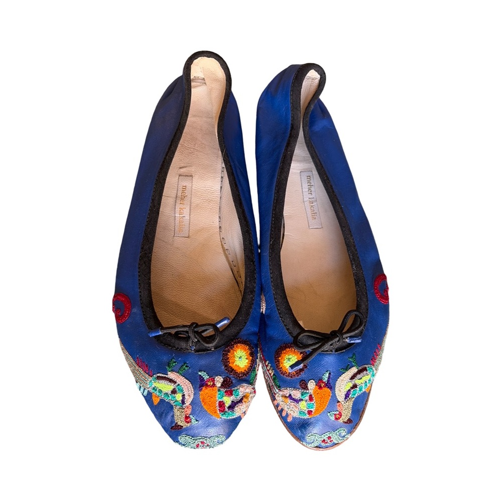 Meher kakalia Embroidered Leather Ballet Flats - Hand Made - Picture 2 of 9